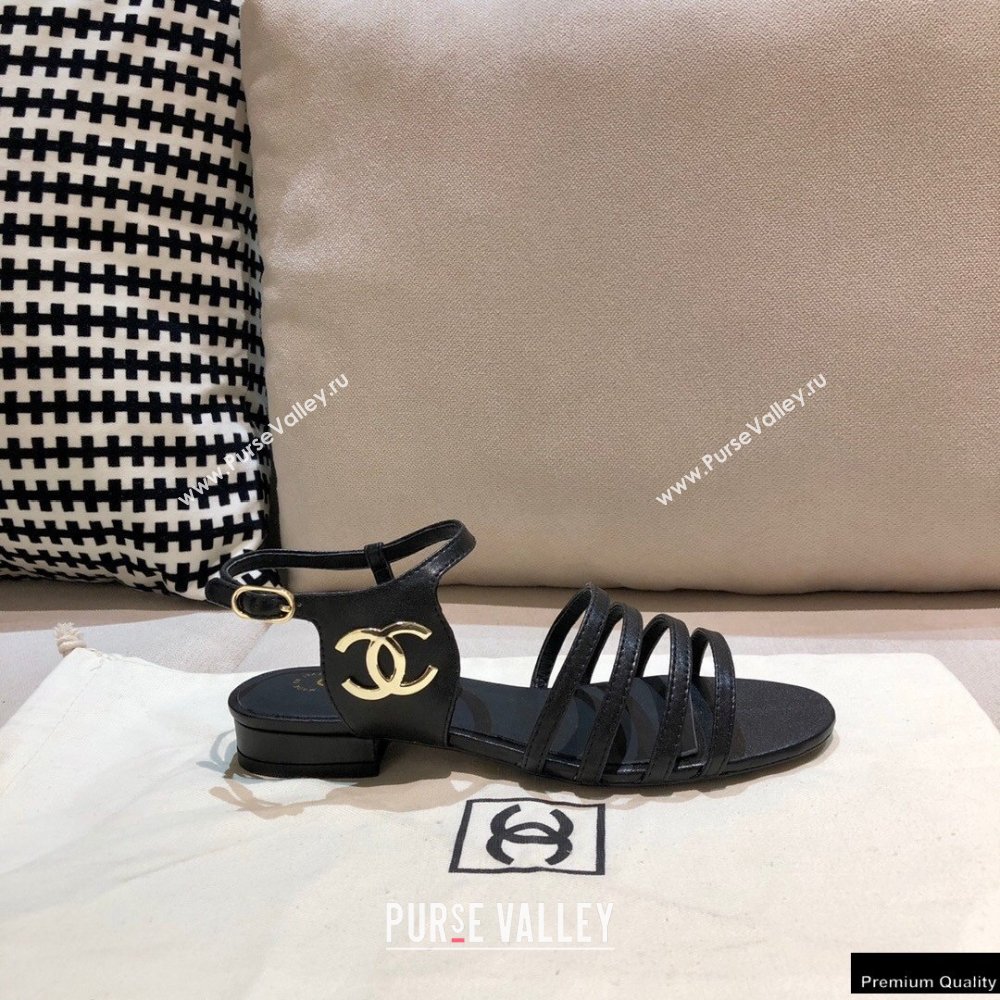 Chanel Lambskin CC Logo Sandals G36958 Black 2021 (modeng-21012614)