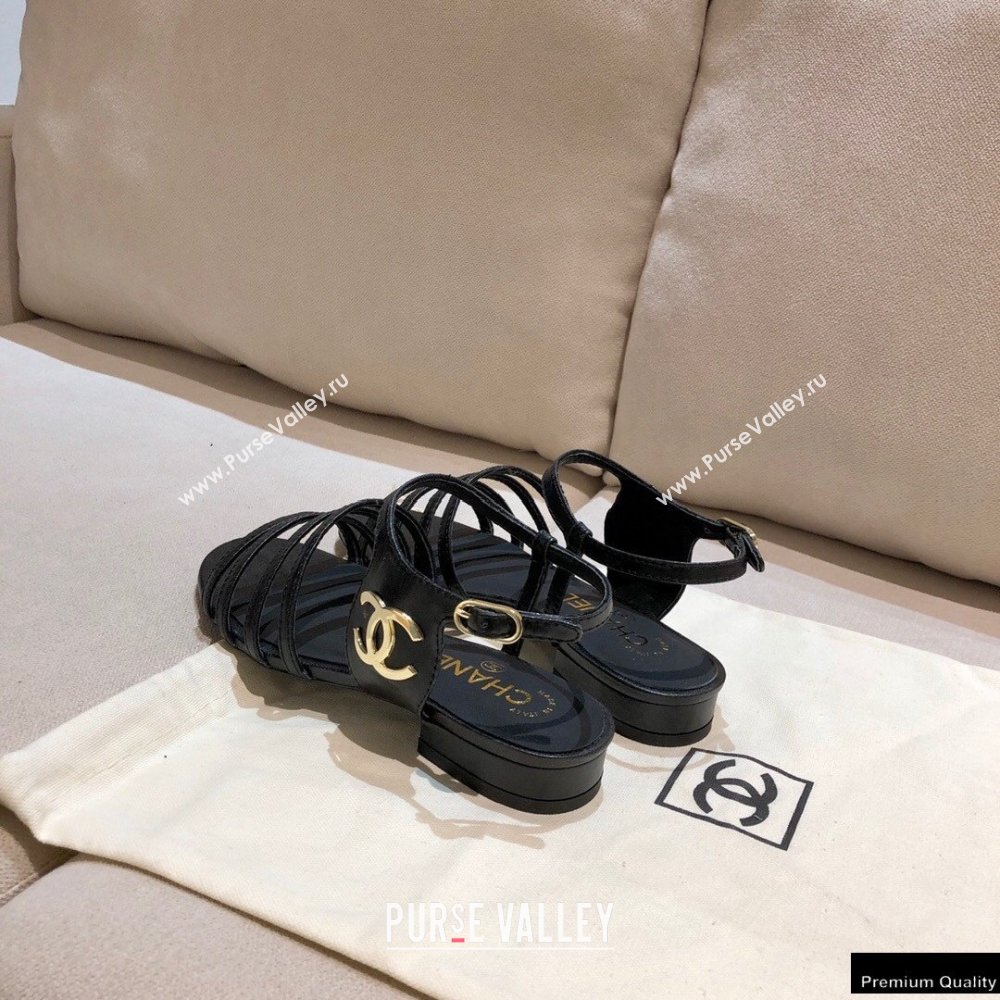 Chanel Lambskin CC Logo Sandals G36958 Black 2021 (modeng-21012614)