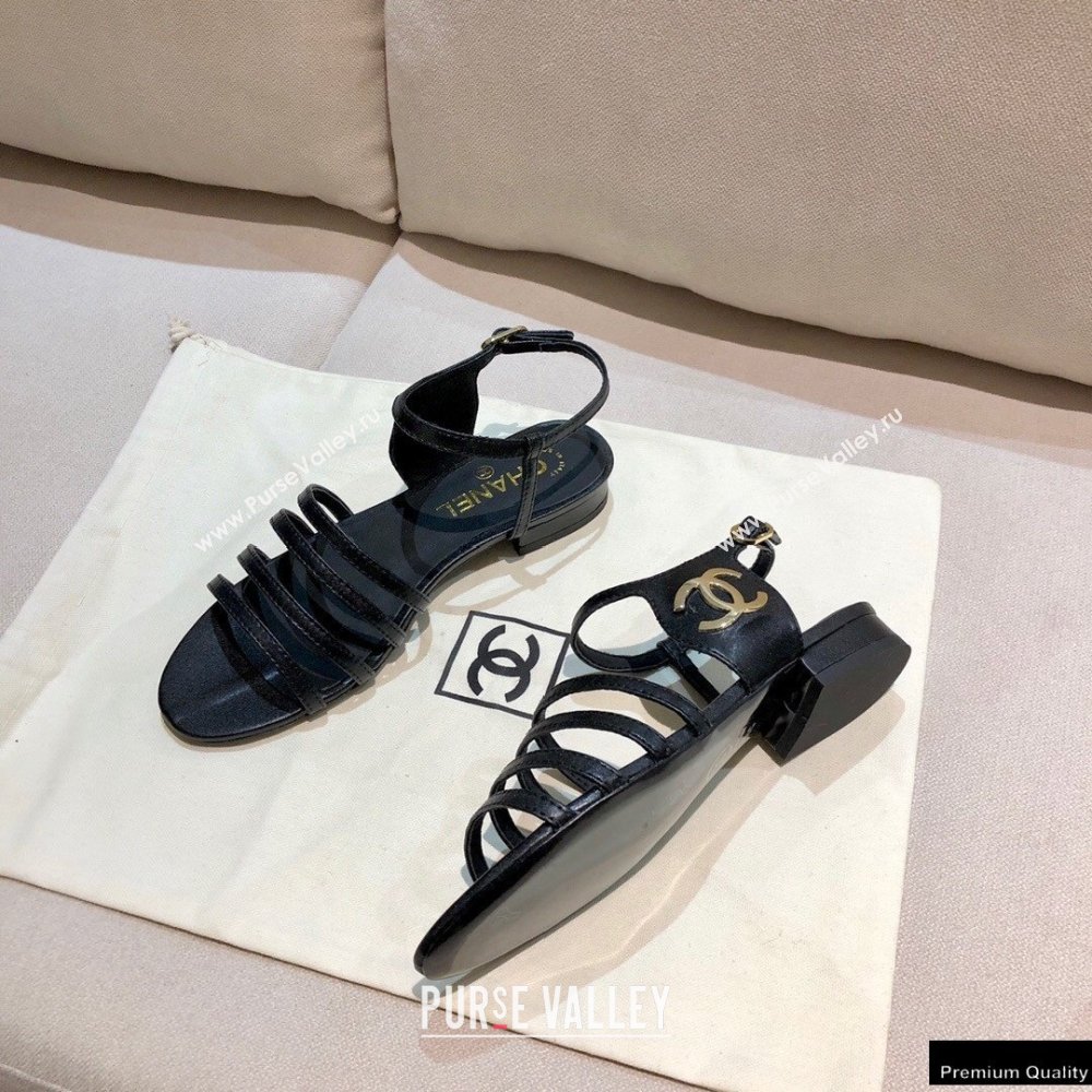 Chanel Lambskin CC Logo Sandals G36958 Black 2021 (modeng-21012614)