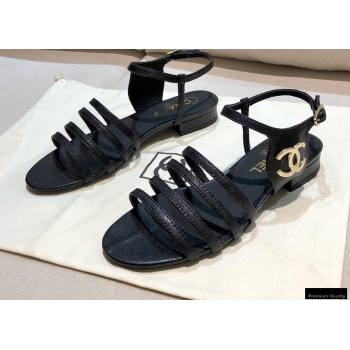 Chanel Lambskin CC Logo Sandals G36958 Black 2021 (modeng-21012614)