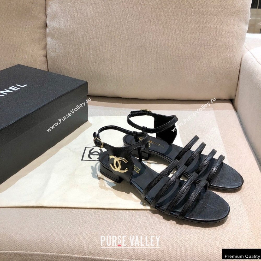 Chanel Lambskin CC Logo Sandals G36958 Black 2021 (modeng-21012614)