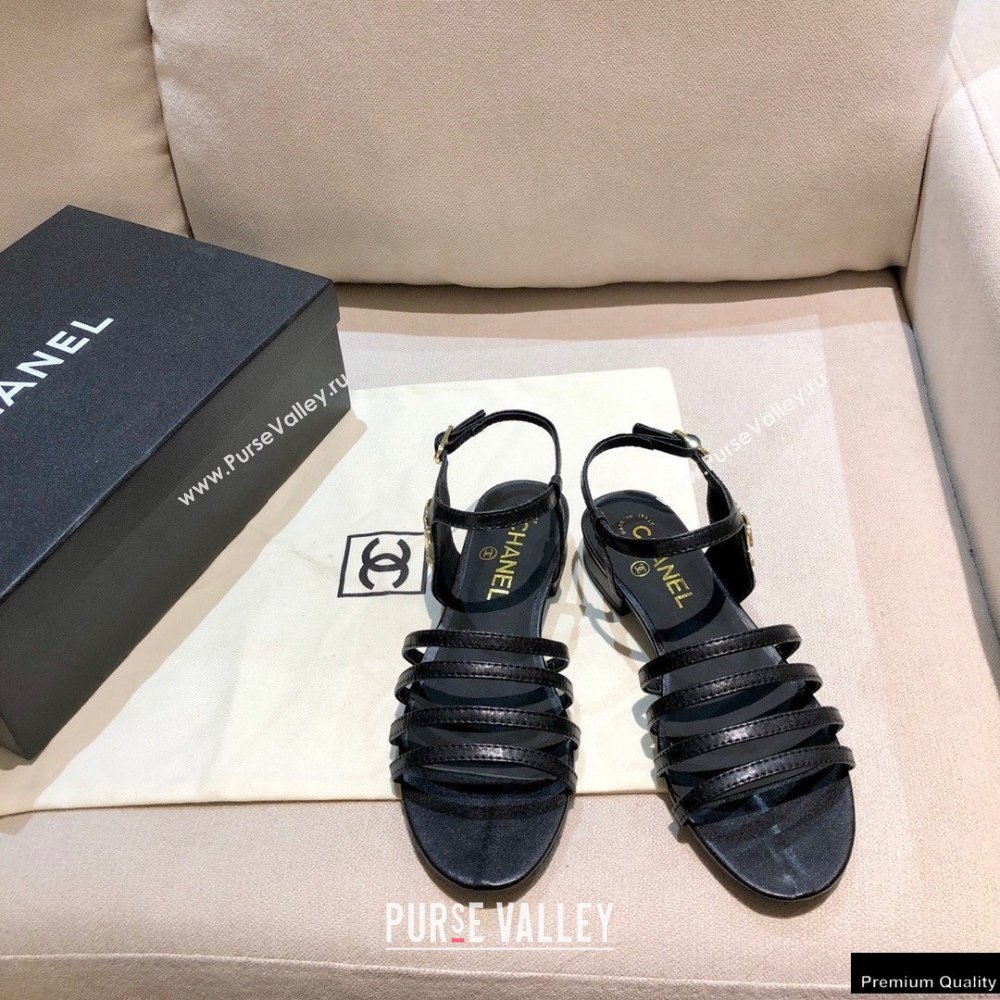 Chanel Lambskin CC Logo Sandals G36958 Black 2021 (modeng-21012614)