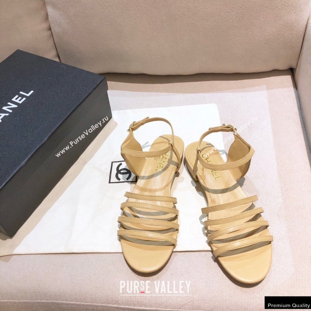 Chanel Lambskin CC Logo Sandals G36958 Beige 2021 (modeng-21012617)