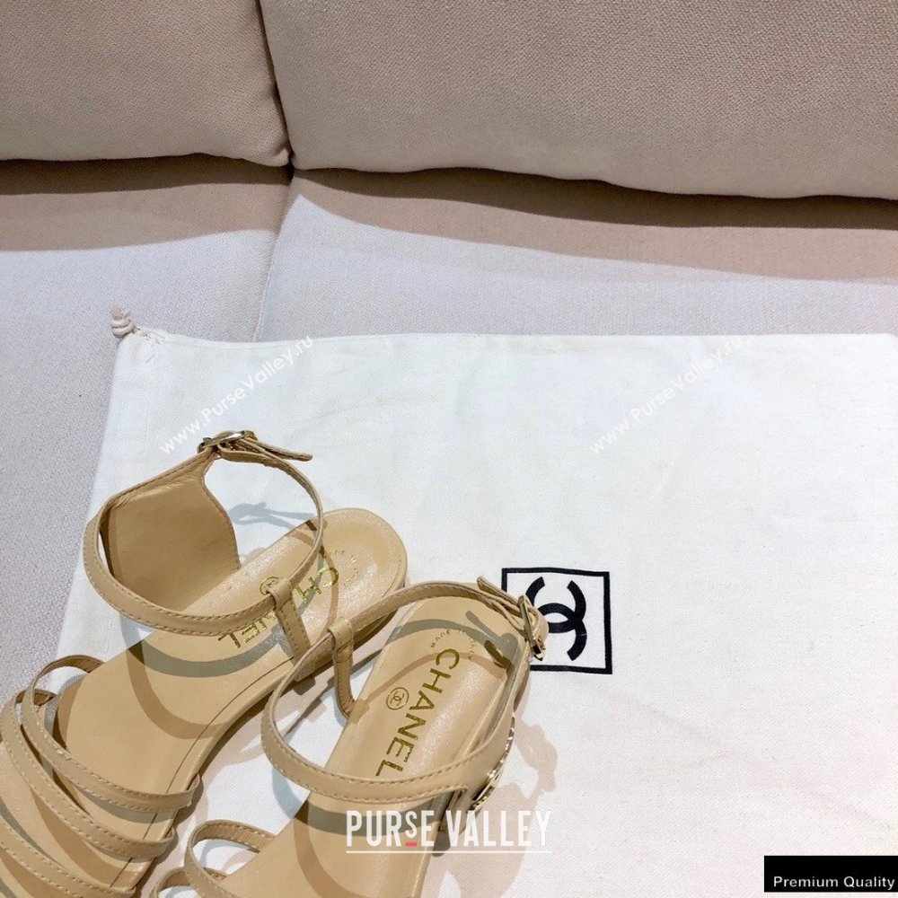 Chanel Lambskin CC Logo Sandals G36958 Beige 2021 (modeng-21012617)