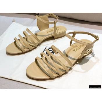 Chanel Lambskin CC Logo Sandals G36958 Beige 2021 (modeng-21012617)