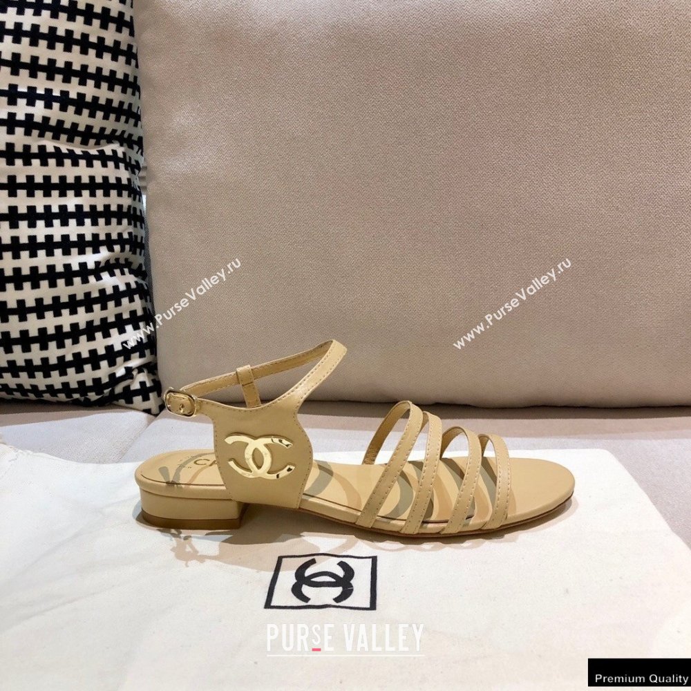 Chanel Lambskin CC Logo Sandals G36958 Beige 2021 (modeng-21012617)