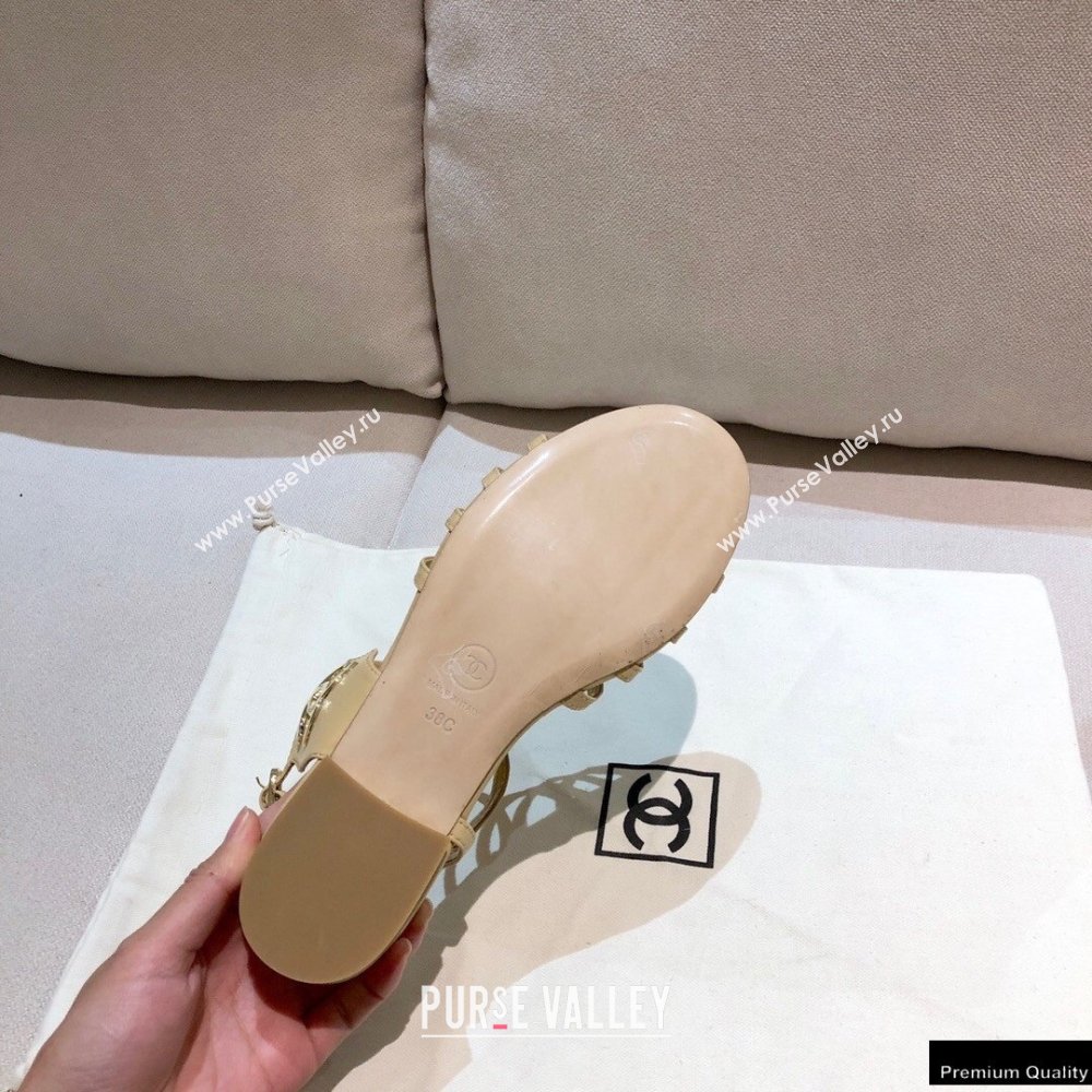 Chanel Lambskin CC Logo Sandals G36958 Beige 2021 (modeng-21012617)