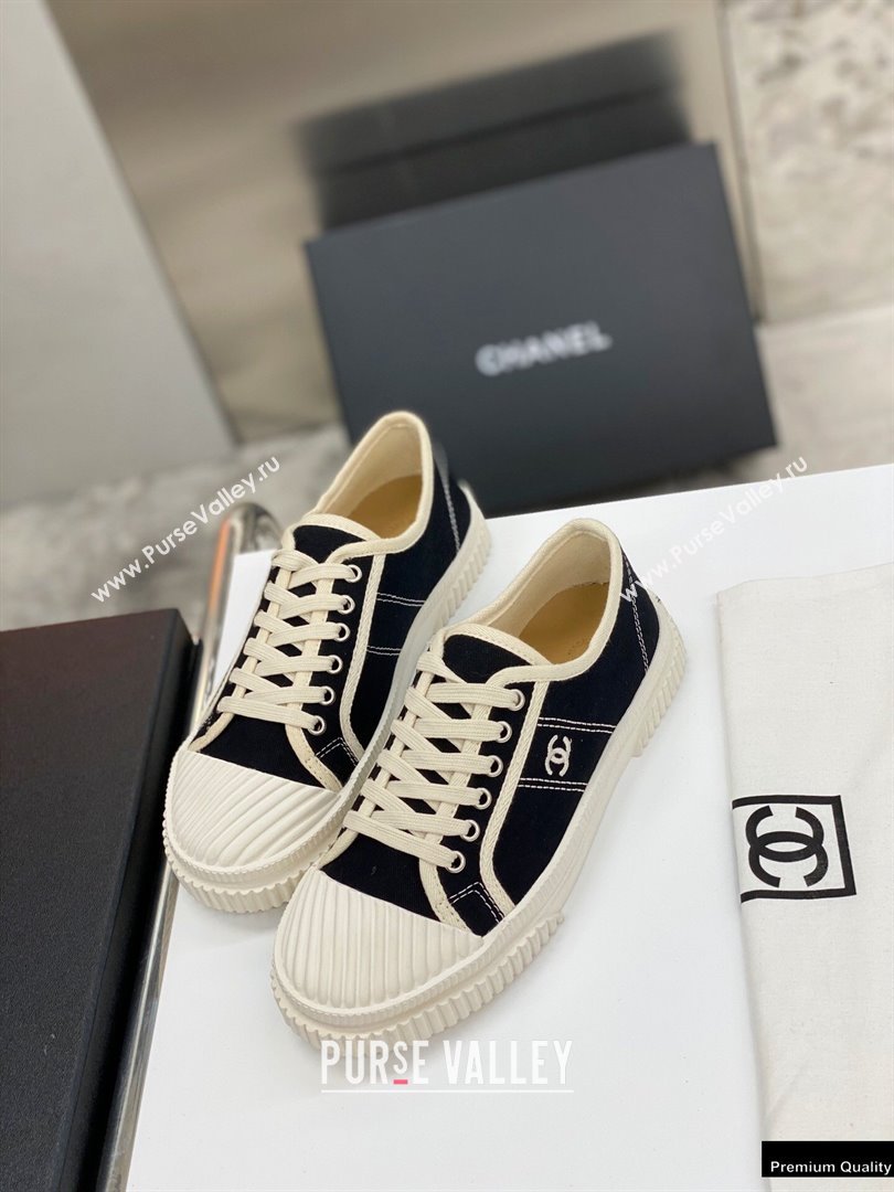 Chanel Vintage Canvas Low-top Sneakers Black 2021 (modeng-21012605)