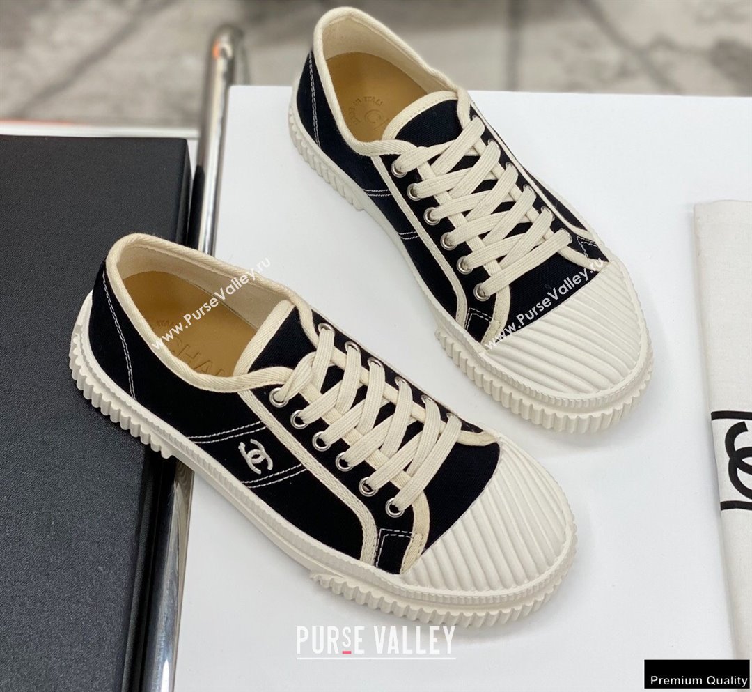 Chanel Vintage Canvas Low-top Sneakers Black 2021 (modeng-21012605)