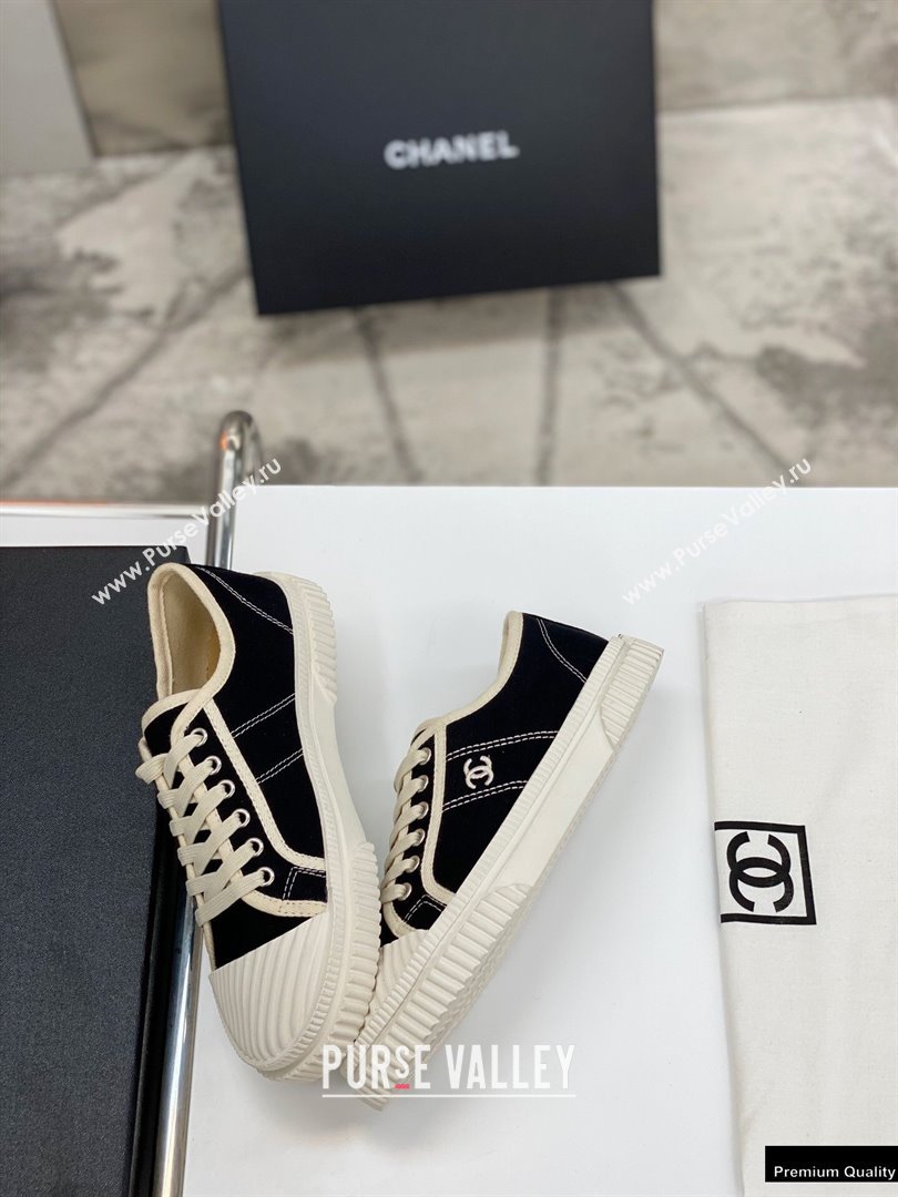 Chanel Vintage Canvas Low-top Sneakers Black 2021 (modeng-21012605)