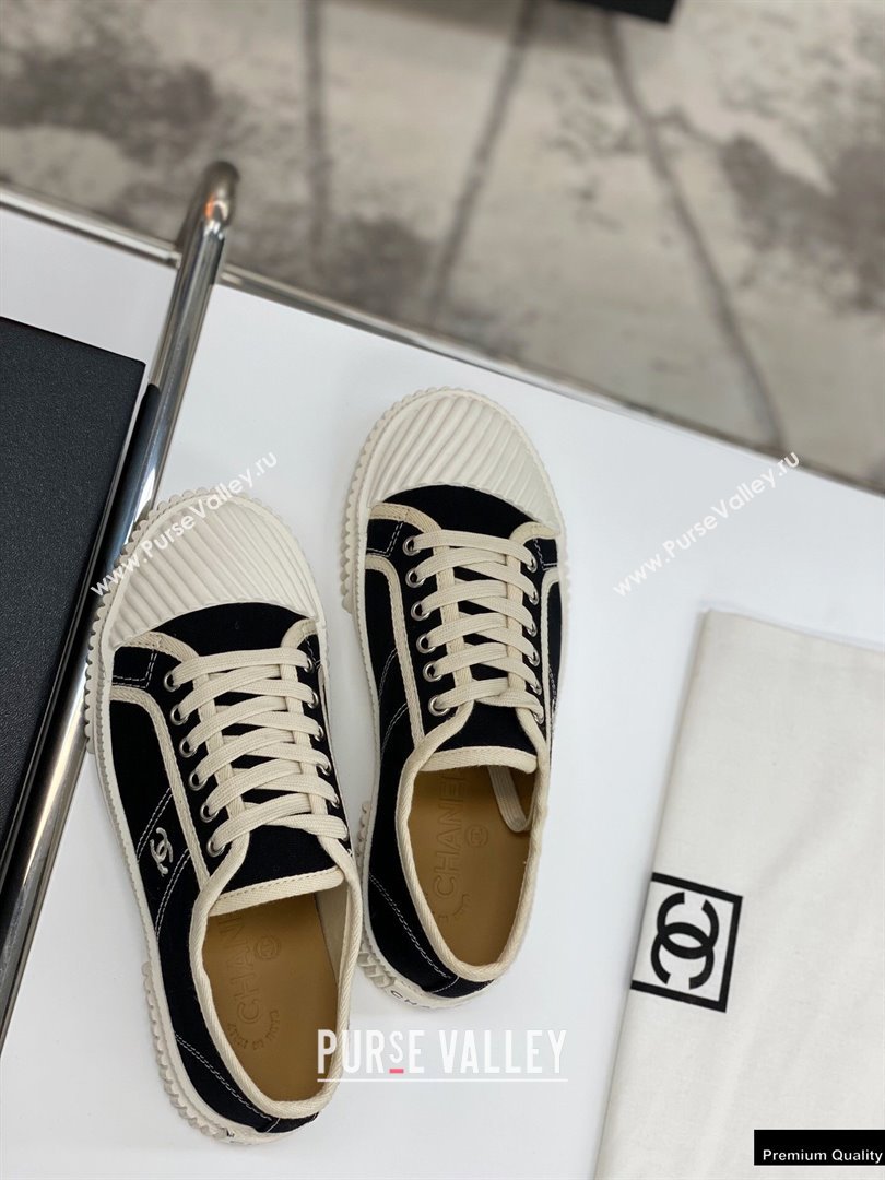 Chanel Vintage Canvas Low-top Sneakers Black 2021 (modeng-21012605)