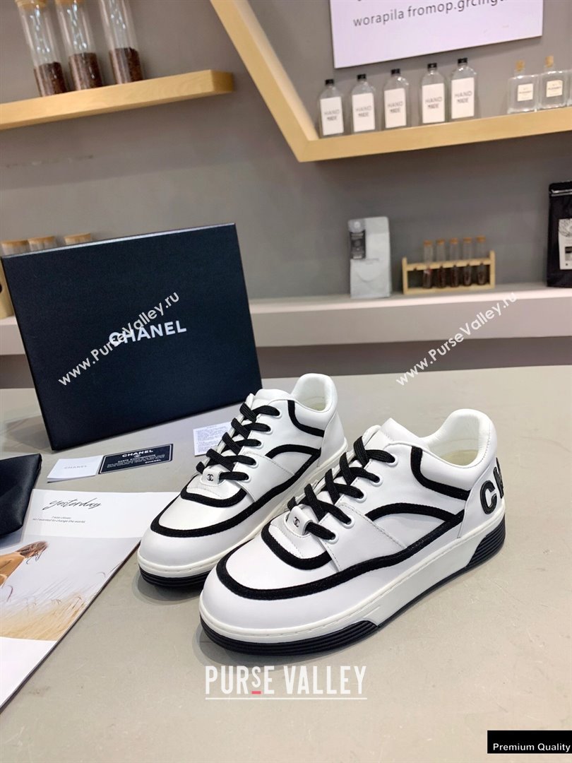 Chanel Back Logo Sneakers White/Black 2021 (modeng-21012610)