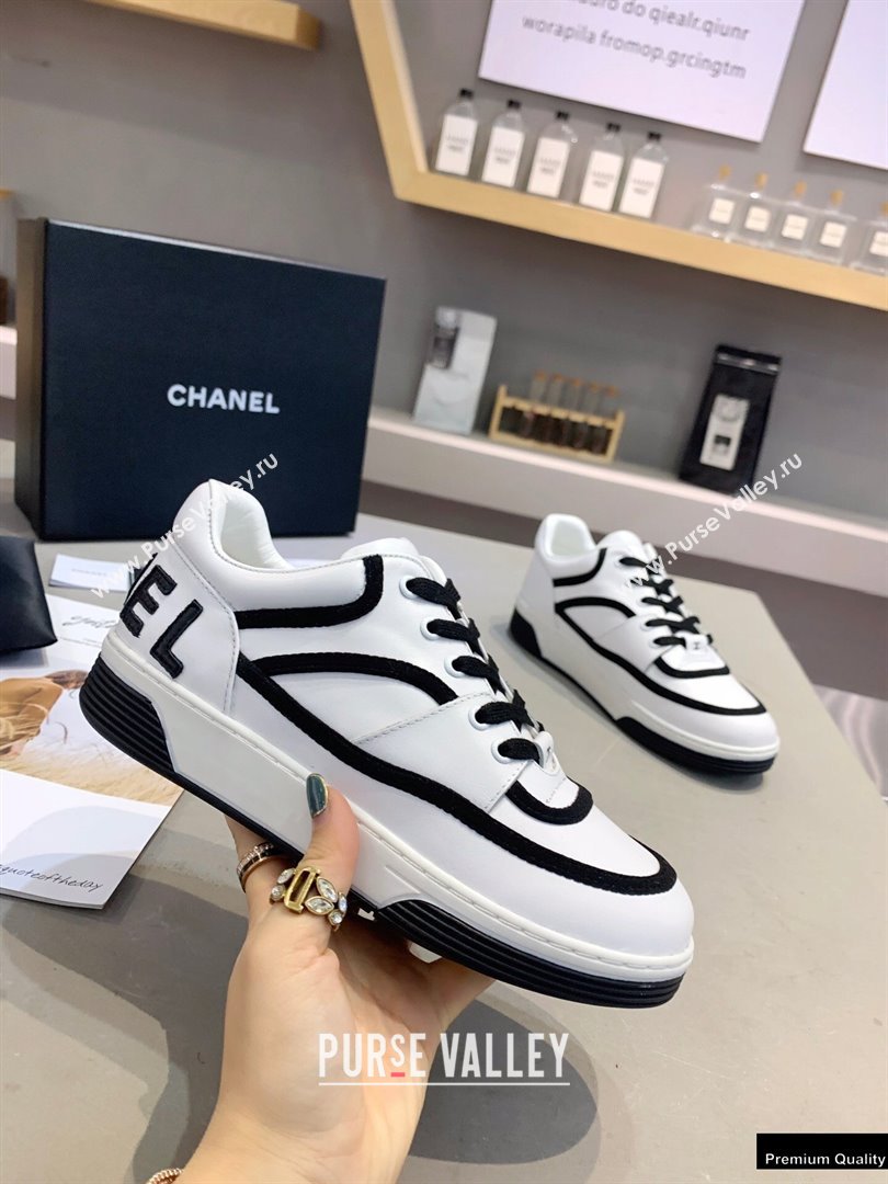 Chanel Back Logo Sneakers White/Black 2021 (modeng-21012610)