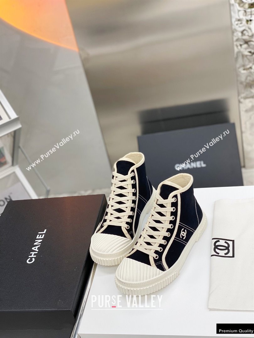 Chanel Vintage Canvas High-top Sneakers Black 2021 (modeng-21012601)