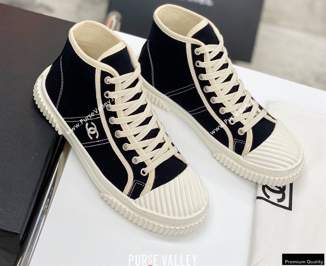 Chanel Vintage Canvas High-top Sneakers Black 2021 (modeng-21012601)