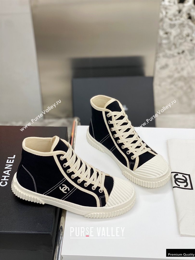 Chanel Vintage Canvas High-top Sneakers Black 2021 (modeng-21012601)