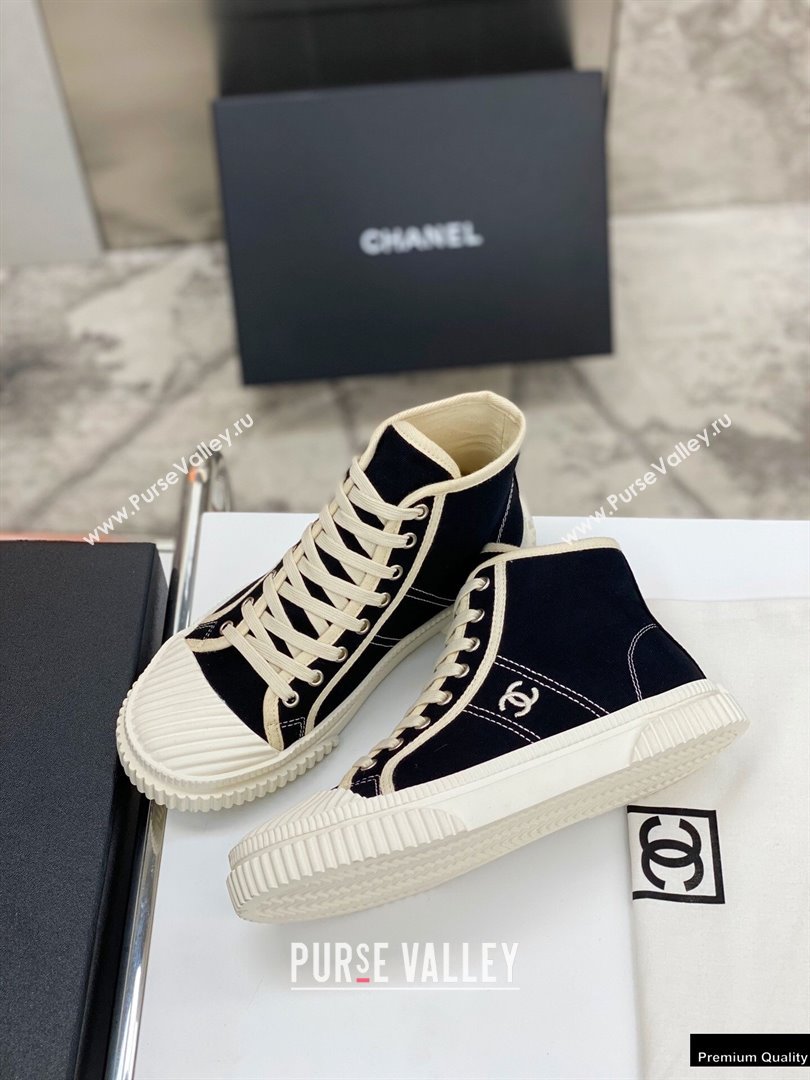 Chanel Vintage Canvas High-top Sneakers Black 2021 (modeng-21012601)