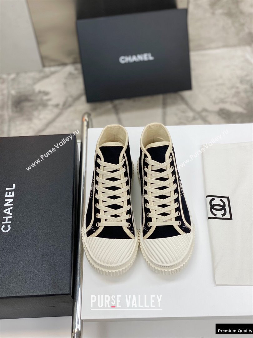 Chanel Vintage Canvas High-top Sneakers Black 2021 (modeng-21012601)