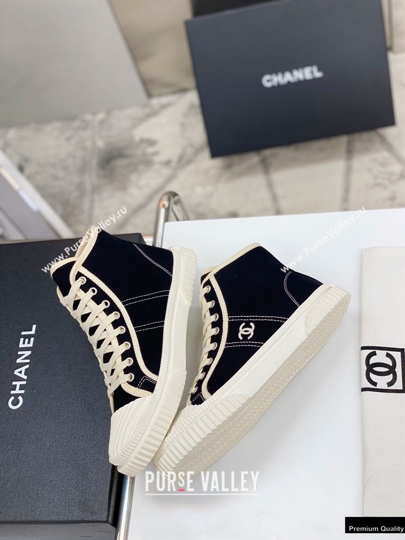 Chanel Vintage Canvas High-top Sneakers Black 2021 (modeng-21012601)