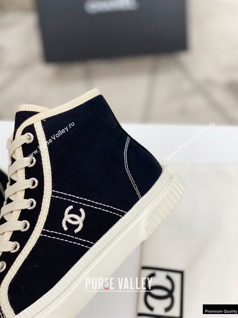 Chanel Vintage Canvas High-top Sneakers Black 2021 (modeng-21012601)