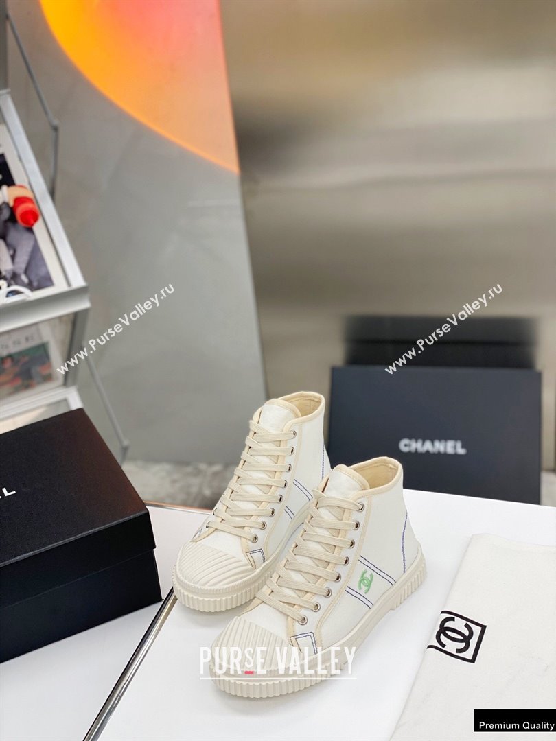 Chanel Vintage Canvas High-top Sneakers White 2021 (modeng-21012602)