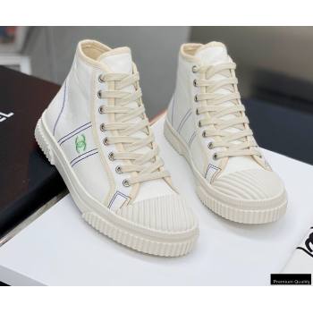Chanel Vintage Canvas High-top Sneakers White 2021 (modeng-21012602)