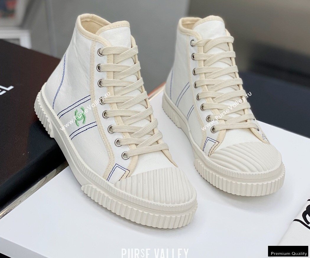 Chanel Vintage Canvas High-top Sneakers White 2021 (modeng-21012602)