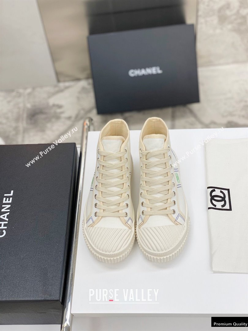 Chanel Vintage Canvas High-top Sneakers White 2021 (modeng-21012602)