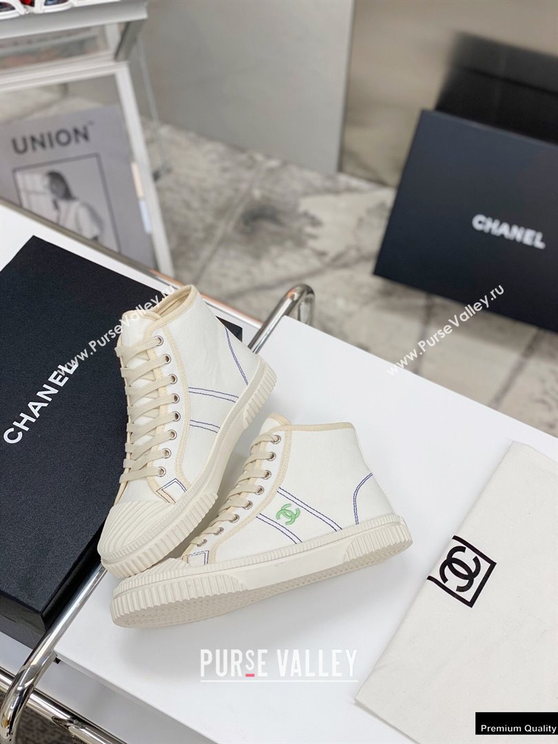 Chanel Vintage Canvas High-top Sneakers White 2021 (modeng-21012602)