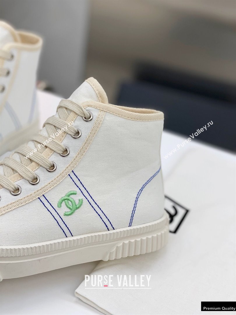 Chanel Vintage Canvas High-top Sneakers White 2021 (modeng-21012602)