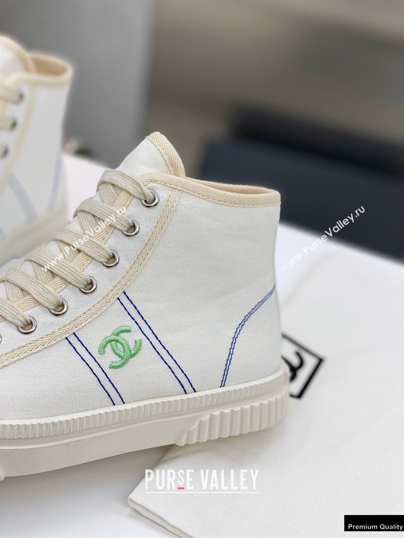 Chanel Vintage Canvas High-top Sneakers White 2021 (modeng-21012602)