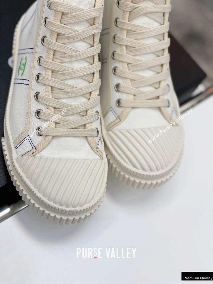 Chanel Vintage Canvas High-top Sneakers White 2021 (modeng-21012602)