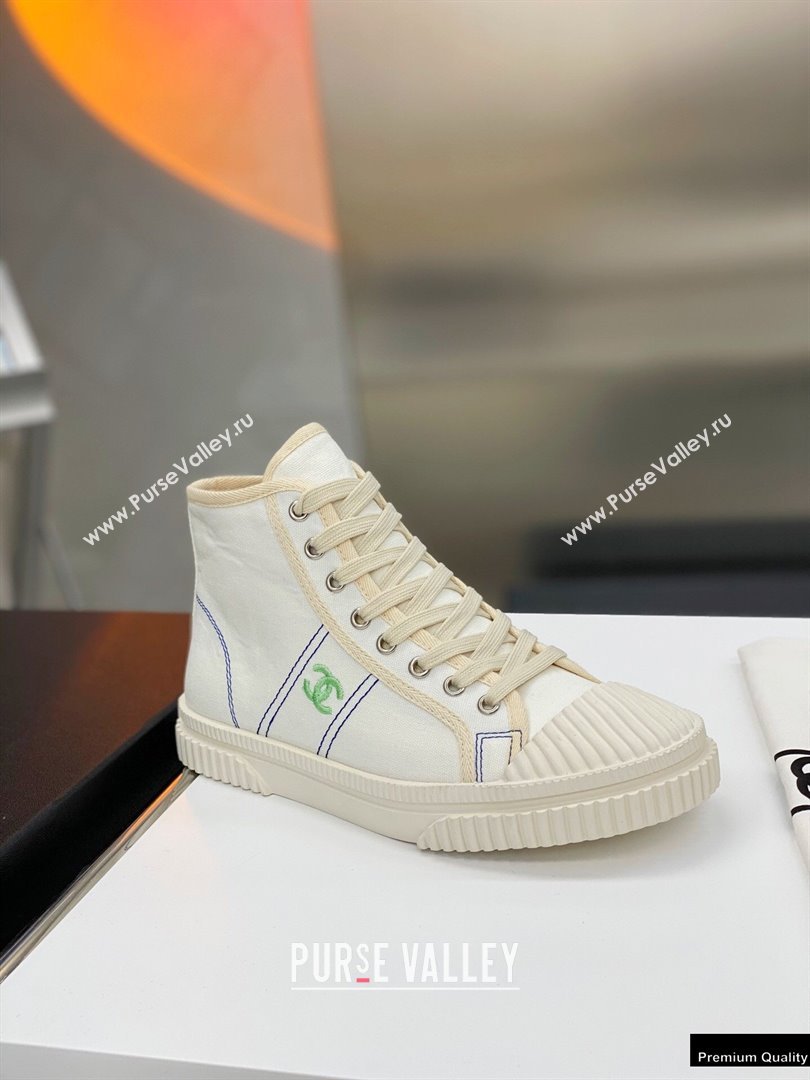 Chanel Vintage Canvas High-top Sneakers White 2021 (modeng-21012602)