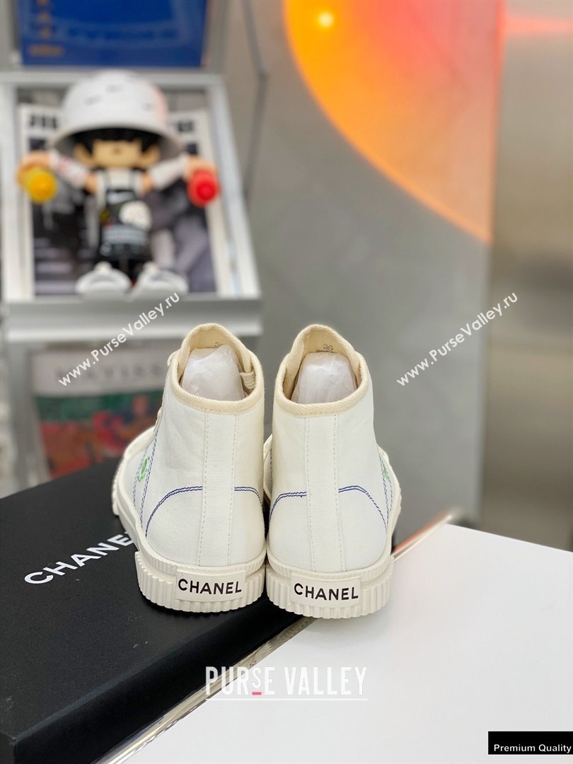 Chanel Vintage Canvas High-top Sneakers White 2021 (modeng-21012602)