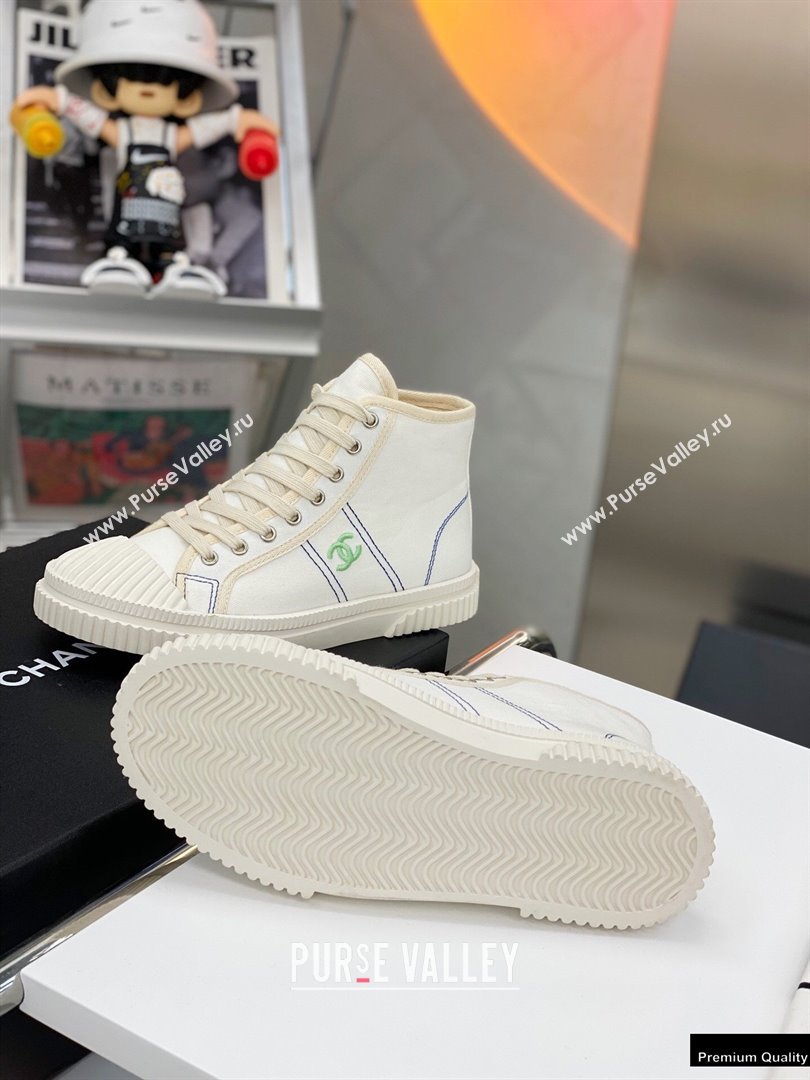 Chanel Vintage Canvas High-top Sneakers White 2021 (modeng-21012602)