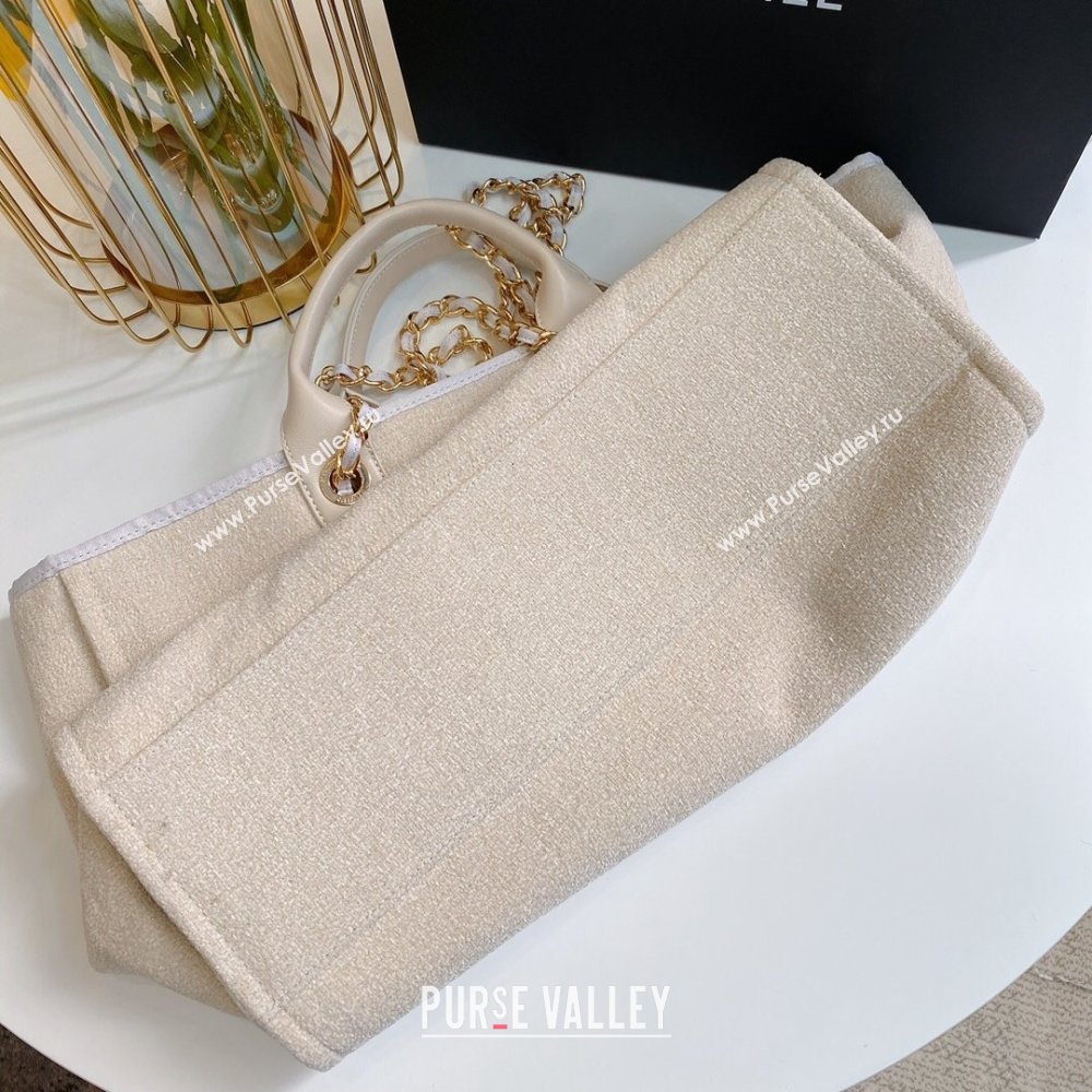 Chanel Deauville Large Shopping Tote Bag A93786 Towel Fabric Beige 2021 (smjd-21012706)