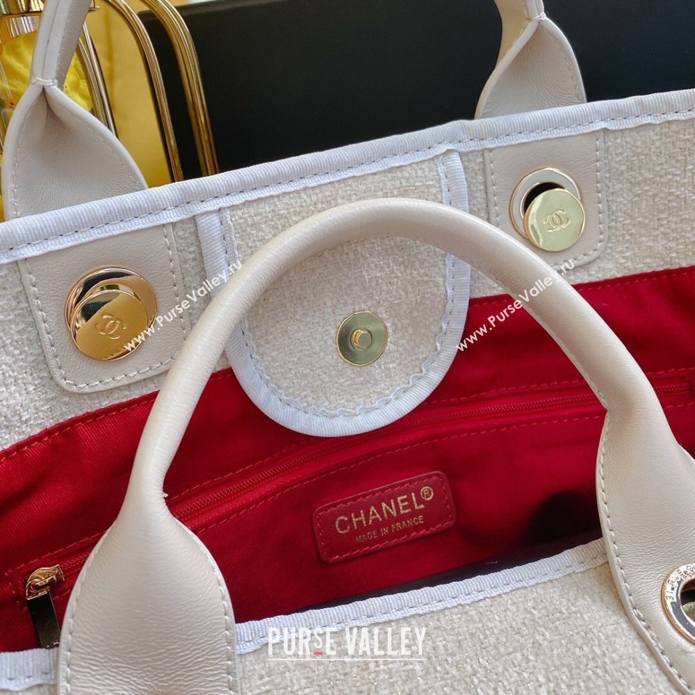 Chanel Deauville Large Shopping Tote Bag A93786 Towel Fabric Beige 2021 (smjd-21012706)