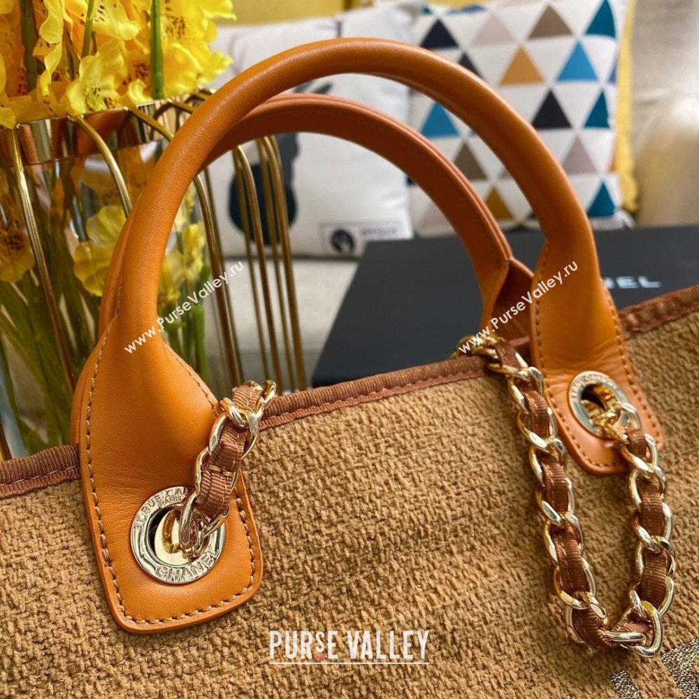 Chanel Deauville Large Shopping Tote Bag A93786 Towel Fabric Brown 2021 (smjd-21012707)