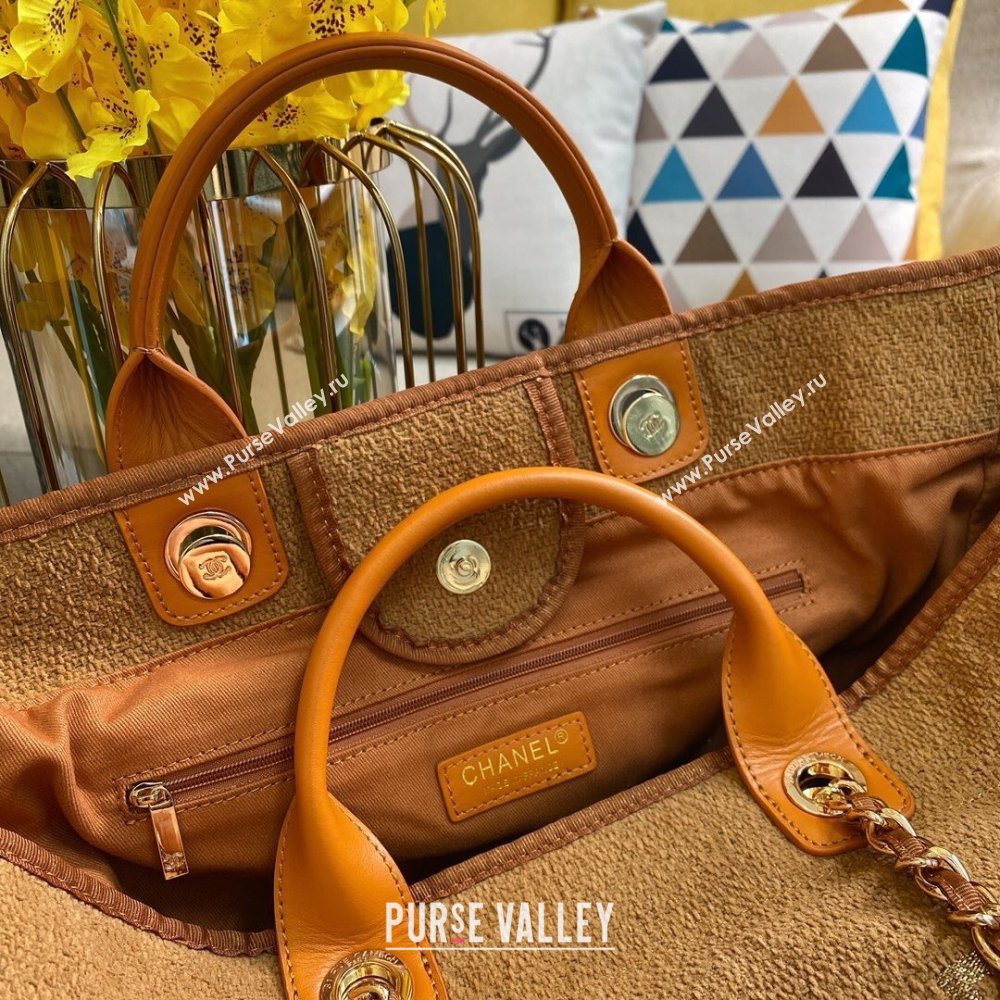 Chanel Deauville Large Shopping Tote Bag A93786 Towel Fabric Brown 2021 (smjd-21012707)