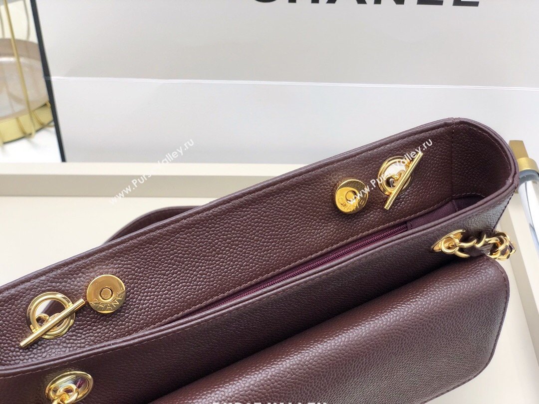 Chanel Vintage Caviar Leather Shoulder Bag with Front Pocket AS6706 Burgundy 2021 (smjd-21012702)