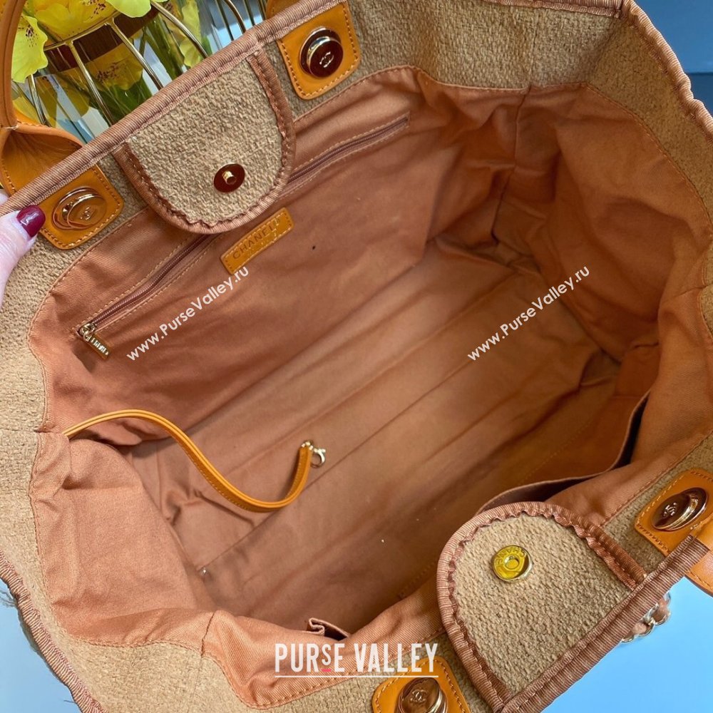 Chanel Deauville Large Shopping Tote Bag A93786 Towel Fabric Brown 2021 (smjd-21012707)