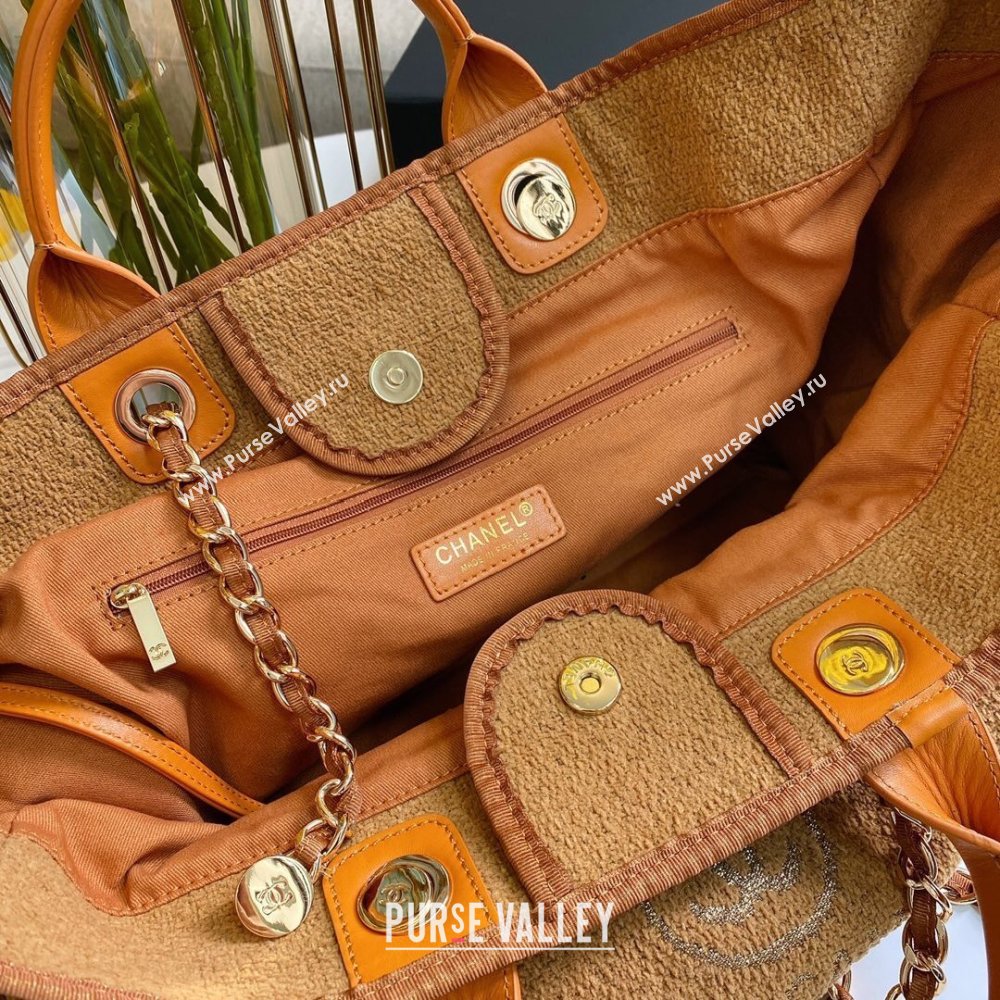 Chanel Deauville Large Shopping Tote Bag A93786 Towel Fabric Brown 2021 (smjd-21012707)