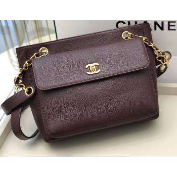 Chanel Vintage Caviar Leather Shoulder Bag with Front Pocket AS6706 Burgundy 2021 (smjd-21012702)