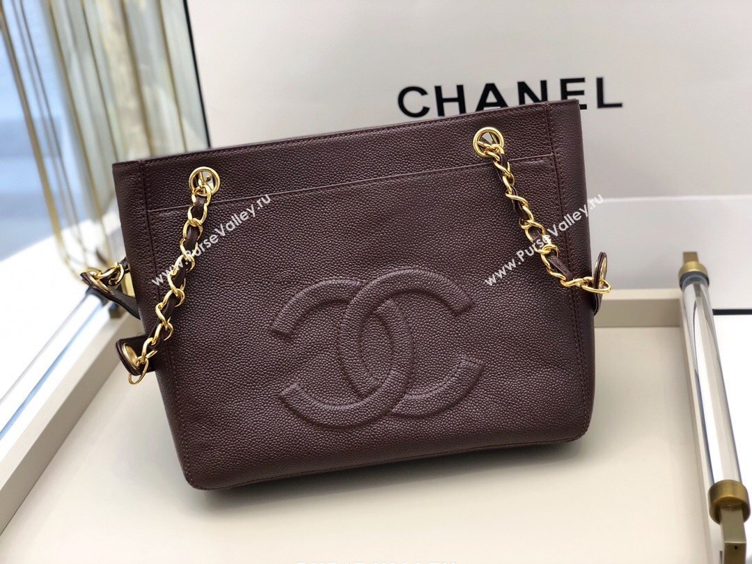 Chanel Vintage Caviar Leather Shoulder Bag with Front Pocket AS6706 Burgundy 2021 (smjd-21012702)