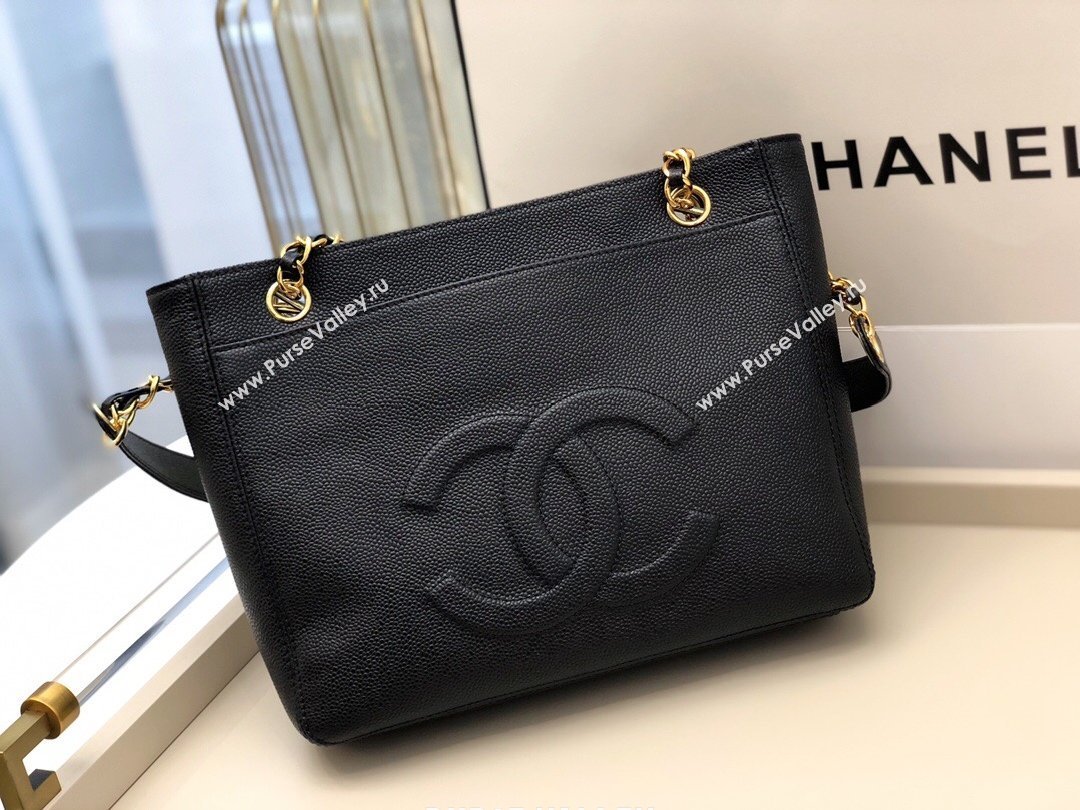 Chanel Vintage Caviar Leather Shoulder Bag with Front Pocket AS6706 Black 2021 (smjd-21012701)