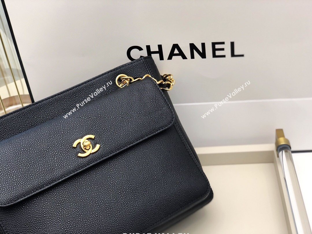Chanel Vintage Caviar Leather Shoulder Bag with Front Pocket AS6706 Black 2021 (smjd-21012701)