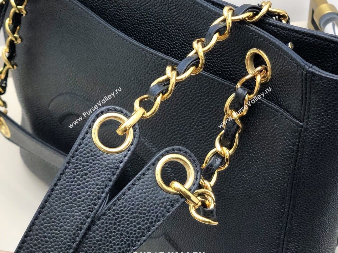 Chanel Vintage Caviar Leather Shoulder Bag with Front Pocket AS6706 Black 2021 (smjd-21012701)