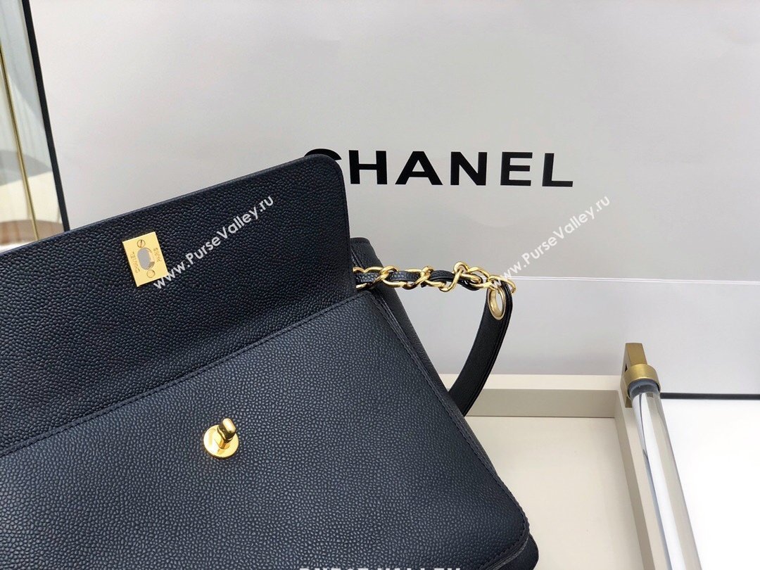 Chanel Vintage Caviar Leather Shoulder Bag with Front Pocket AS6706 Black 2021 (smjd-21012701)