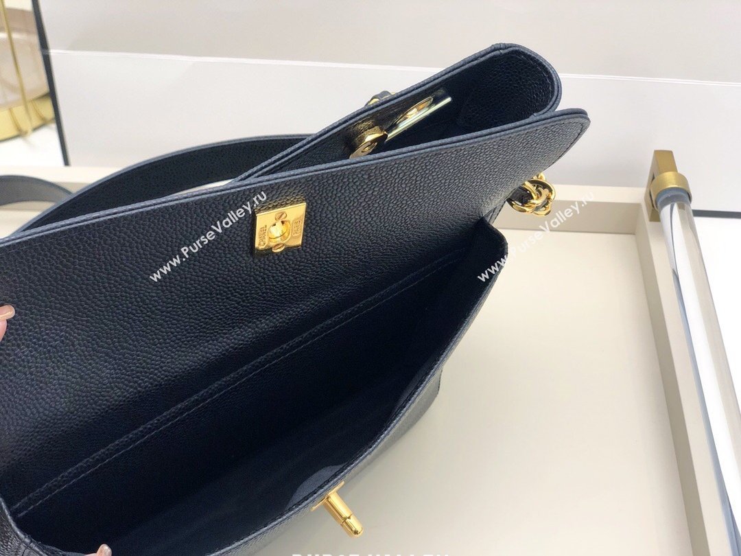 Chanel Vintage Caviar Leather Shoulder Bag with Front Pocket AS6706 Black 2021 (smjd-21012701)