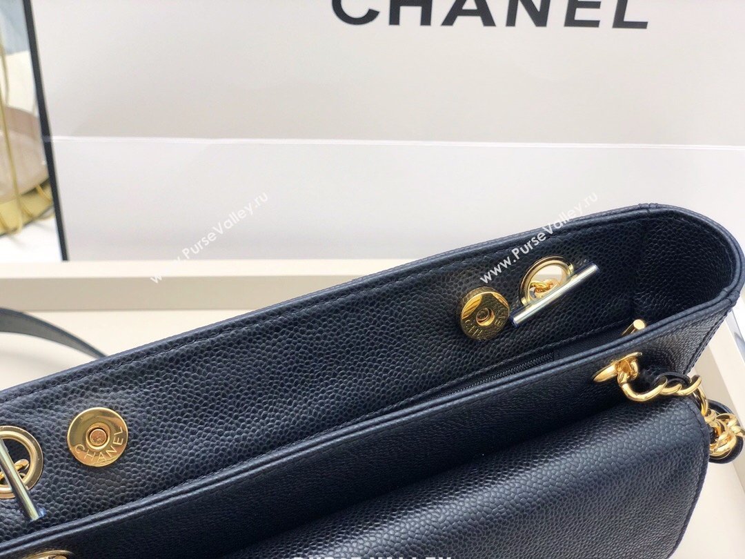 Chanel Vintage Caviar Leather Shoulder Bag with Front Pocket AS6706 Black 2021 (smjd-21012701)